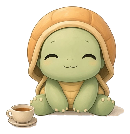 A happy turtle, relaxed and ready to focus alongside a friend
